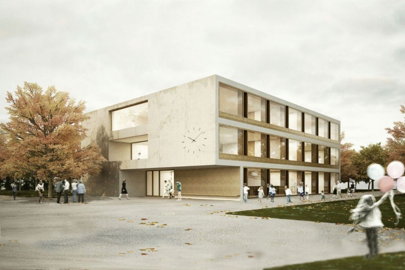 Neubau Schulhaus Sonnhalde, Aarwangen - Visualisierung Wettbewerb: Brandenberger Kloter Achitektenpartner, Basel